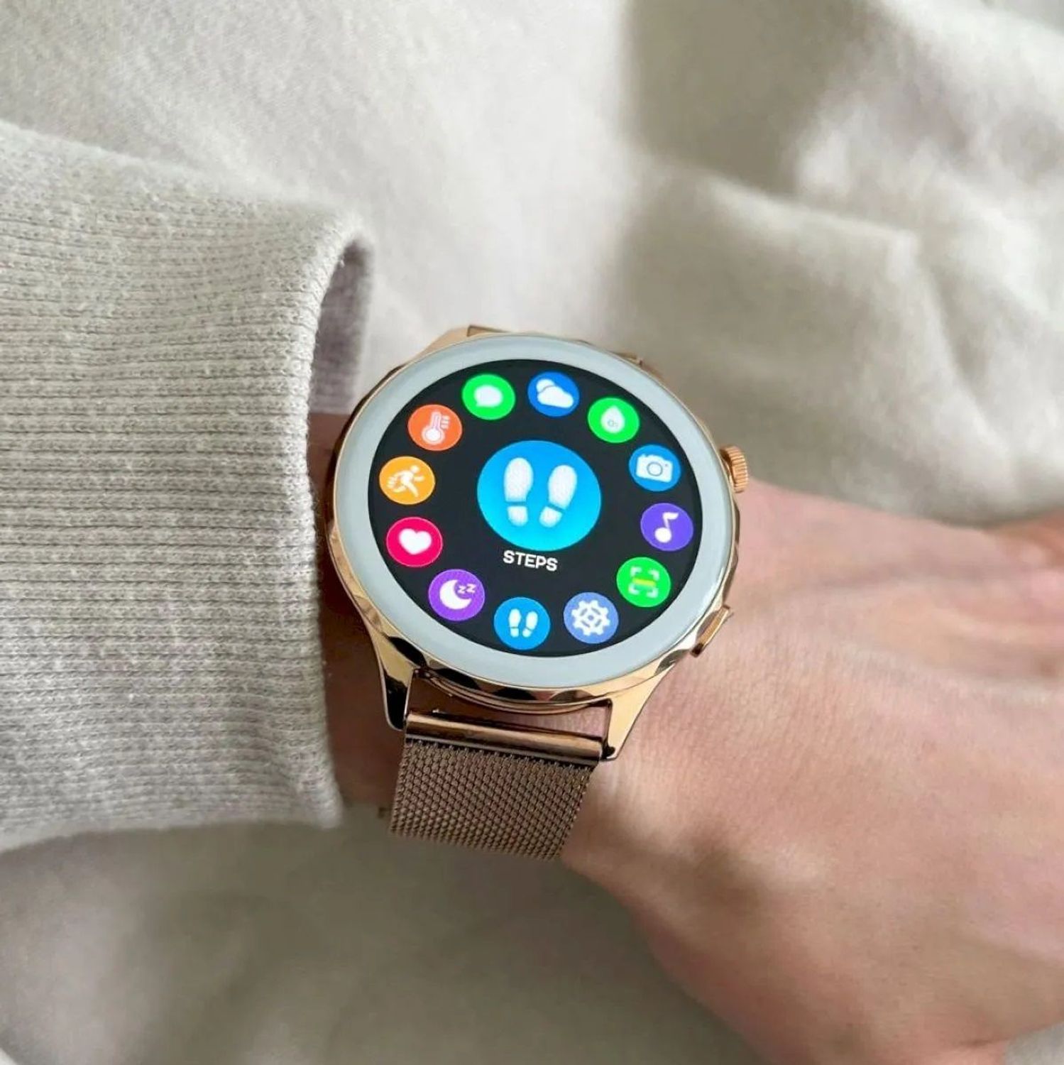 Zegarek damski Smartwatch Rubicon bransoleta różowe złoto RNCF02 z rozmowami (3).jpg